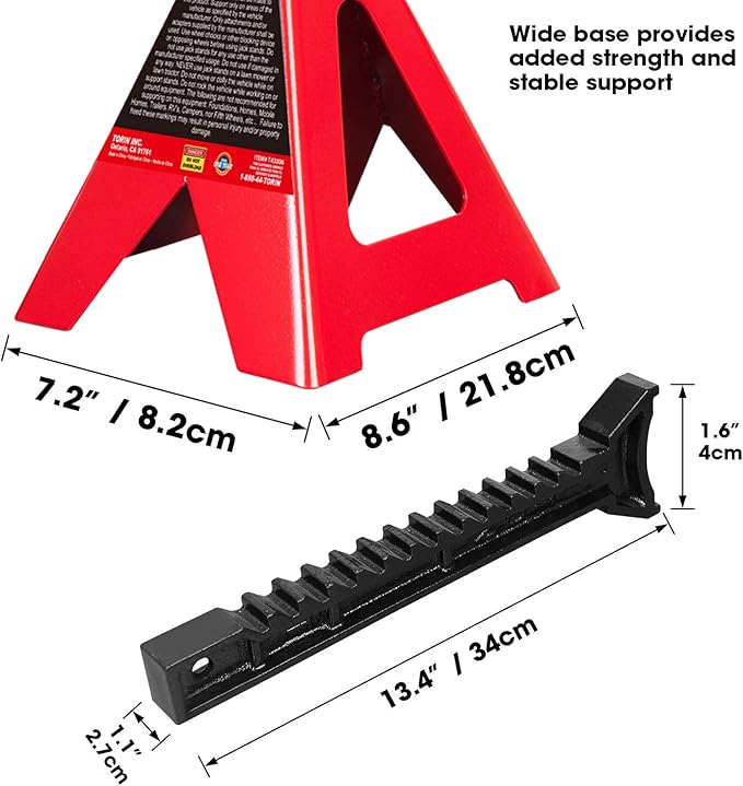 Eisen Heavy Duty 3 Ton Floor Jack For All Terrain Vehicle Low Profile Hydraulic Jack, Steel Service Jack Quick Rise With Double Pump Quick Lift and BIG RED T43006 Torin Steel Jack Stands (Fits: SUVs and Extended Height Trucks): 3 Ton (6,000 lb) Capacit...