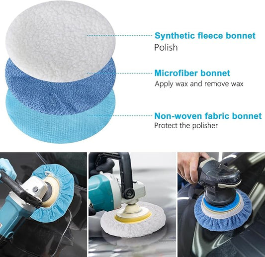 Ohlove 24 Pieces Car Orbital Buffer Polisher Pad, 5-6 Inches Bonnet Microfiber Max Bonnet Polishing Buffing Pad Cover