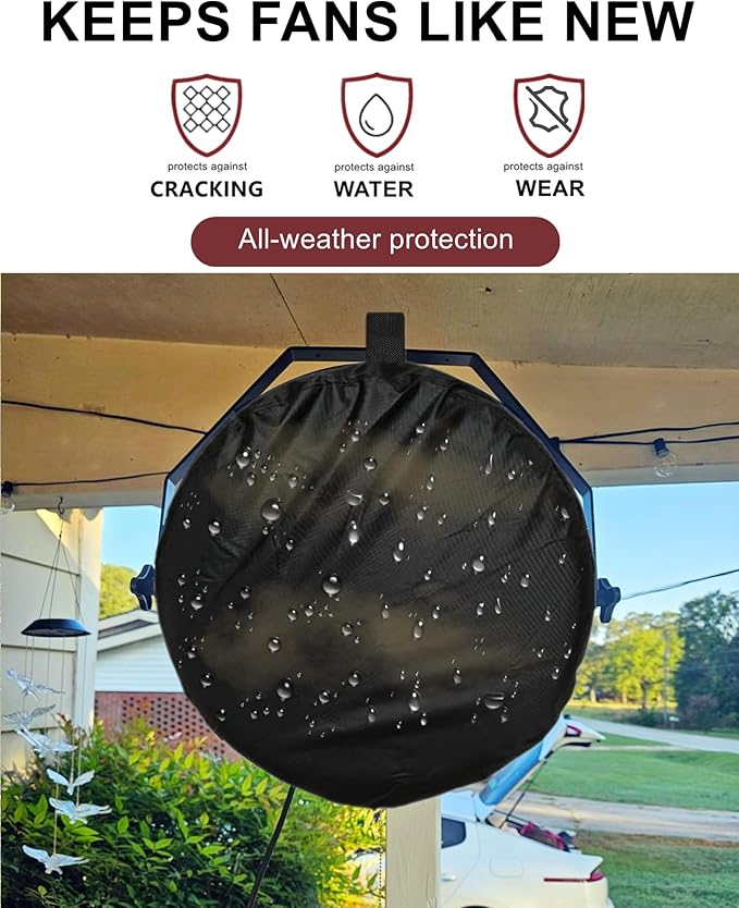 Outdoor Waterproof Wall Mounted Fan Cover, GS Alderual 23"-30" Outdoor Heavy Duty Extra Large Round Corner Wall Mount patio Fan Cover for Winter