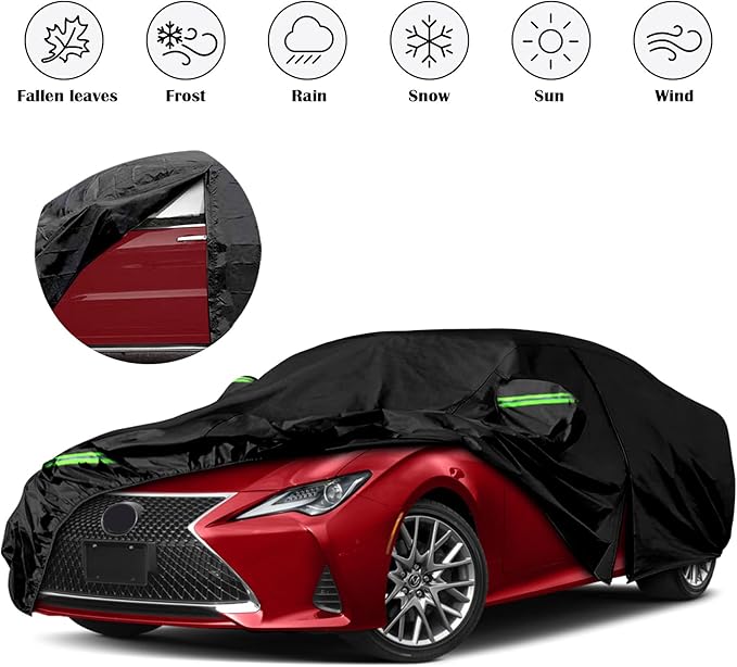 Waterproof Car Covers Replace for 2015-2025 Lexus RC300 RC350 RC350 F Sport, 6 Layers All Weather Custom-fit Car Covers with Zipper Door for Snow Rain Dust Hail Protection (RC)