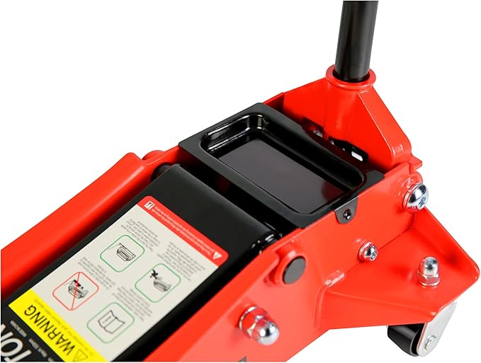 Floor Jack, Low Profile Steel Heavy Duty Hydraulic Trolley Racing Car Jack with Dual Piston Quick Lift Pump, 3.5 Ton (7000 lbs) Capacity, Lifting Range 4"-21", Red