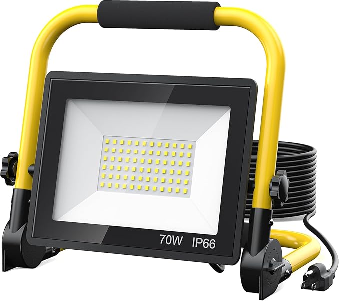 10000 Lumen LED Work Light: Portable Work Light with 6FT Cord - IP66 Waterproof Flood for Indoor/Outdoor Job Site Workshop Construction Garage Lighting, Tool Gifts for Men, Dad, Him