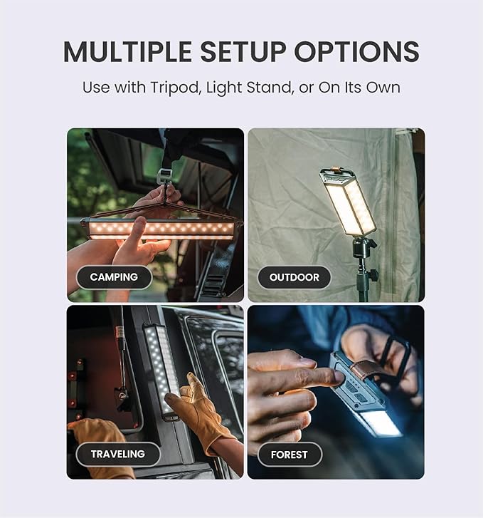 CLAYMORE 3FACE NEO 20 Area Light – 6,500 Lumen Turbo Mode, 3 LED Colors, 3D Wide-Angle Work Light with Dual Tripod Mounts – IP54 Waterproof for Camping & Emergency Use