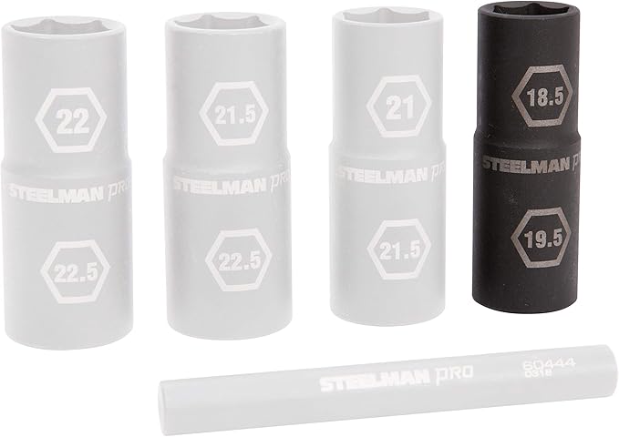 Steelman Pro 1/2-Inch Drive 6-Point Thin Wall 18.5mm x 19.5mm Double Ended Impact Flip Socket, Durable Corrosion-Resistant Steel, Laser-Etched Callouts