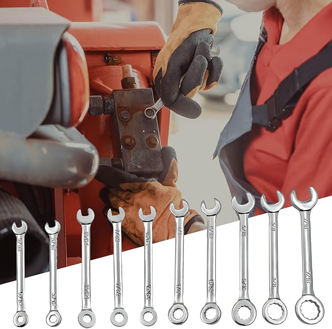 Mini Wrench Set Open End Wrench Ignition Wrench Sets With Chain Ring British Type Wrenches (10pcs)