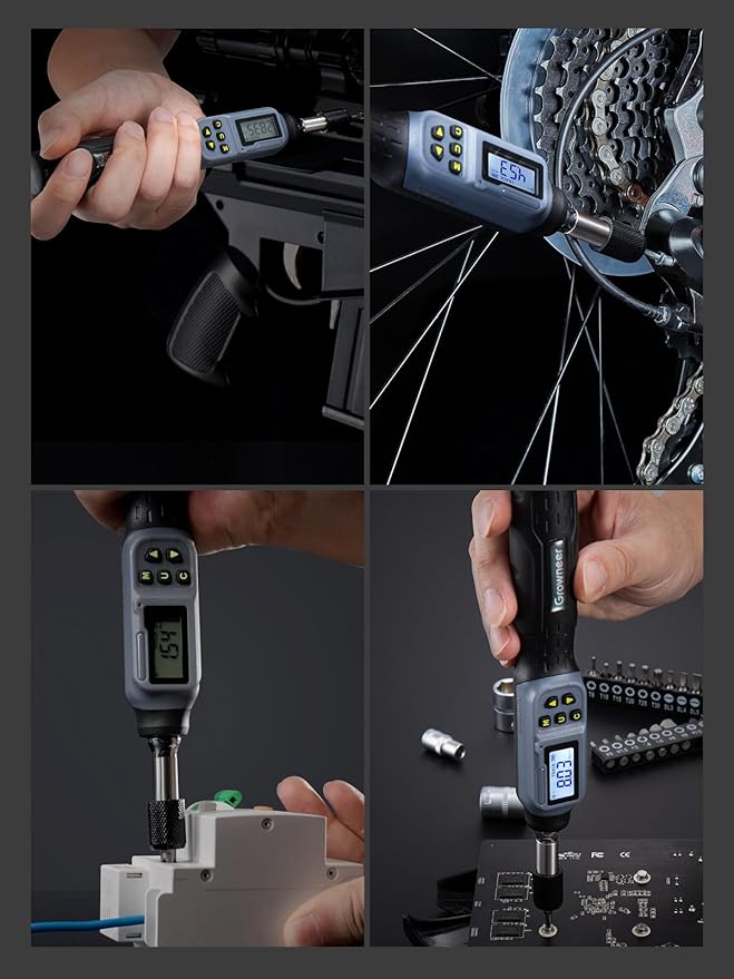 GROWNEER Digital Torque Screwdriver, 2.66-53.1 In-lb/0.3-6 Nm, 1/4'' Drive Inch Pound Torque Screwdriver Electrician with Buzzer & LED Indicator, 27 In 1 Torque Wrench Screwdriver Set, Black