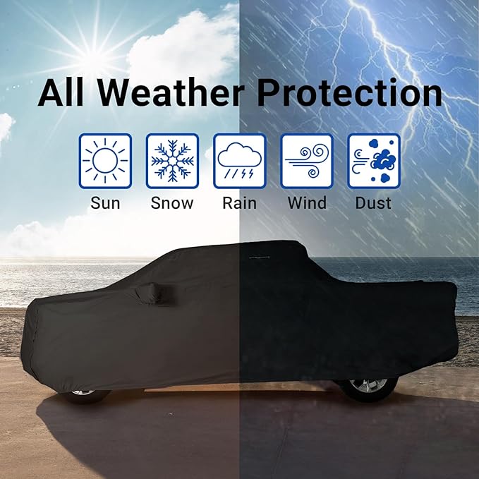 iCarCover Premium Truck Cover for 2006-2026 Honda Ridgeline Crew Cab, 5.3 ft. Short Bed Heavy Duty Waterproof All Weather Automobiles Custom Fit Exterior UV Snow Rain Protection (Stripe - Black/Gray)