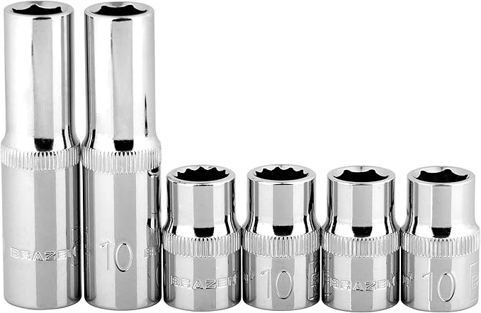 BRAZEN 10mm Socket Six Pack (3/8" Drive, Multi-Type)