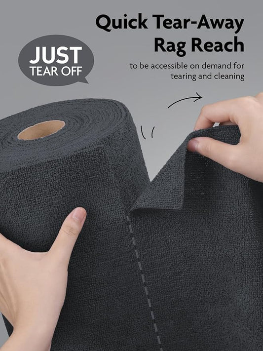 Fantasticlean Microfiber Cleaning Cloth Roll -30 Pack, Tear Away Microfiber Towels, 12" x 12", Reusable, Washable, Scratch Free, Ultra Absorbent for All-Around Cleaning Supplies (DimGray)