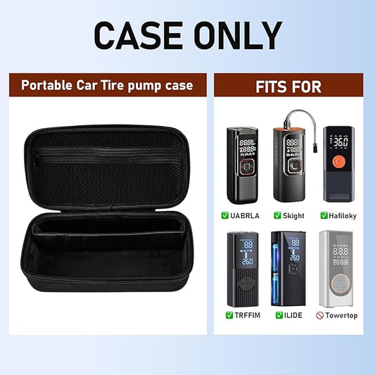 Portable Air Compressor Storage Box - Universal Case Compatible with MODARI/Skight/LOLSSA/Teffim/Hafuloky/Frarome/ILTIDE Tire Inflators, Car Air Pump Organizer for Air Tubes & Accessories (Box Only)