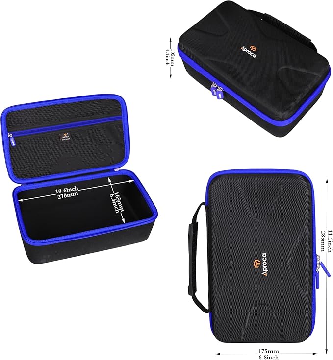 Aproca Tire Inflator Case Compatible with AstroAI Portable Air Compressor Tire Air Pump and Accessories-Black with Blue Zipper (Case Only)
