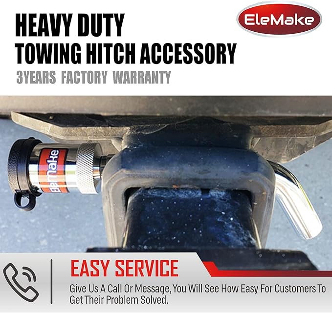 Elemake Trailer Hitch Lock, Anti-Rust Brass Core Hitch Pin Lock with 1/2" and 5/8" Dual Pins, Extra Long 3-1/2" Effective Length for Class I-V Receivers (1-1/4", 2", 2-1/2"), 20,000 LBS Towing
