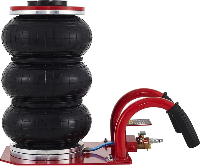 VEVOR Air Jack, 3 Ton/6600 lbs Triple Bag Air Jack, Air Bag Jack Lift Up to 15.75 Inch, 3-5S Fast Lifting Air Bag Jack for Cars with Short Handle (Red)
