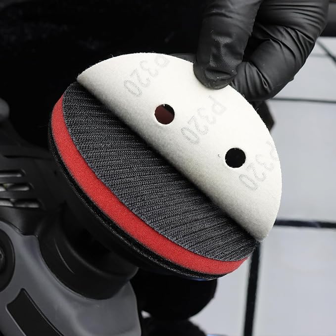 SPTA 6"(150mm) Backing Pad Hook and Loop Backing Plate 5/16"-24 Thread DA Air Random Orbital Sander/Polisher Backing Pad with 6" Interface Cushion Pad for Sanding Finishing Polishing Buffing