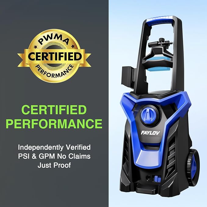 Pressure Washer, Power Washer with GFCI Safety Plug & No-Bend 360° Nozzle, 1.33 GPM Pressure Washer Complete with Foam Cannon & 4 Nozzles for Car & Home
