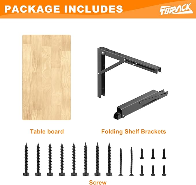 TORACK Heavy Duty Wall Mounted Folding Workbench, Space-Saving Collapsible Wall Table/Desk for Garage Workshop, Holds Up to 150 lbs(Board Size: 31.5 x 15.75 in)
