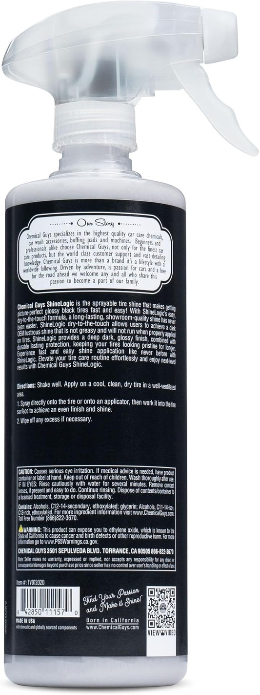 Chemical Guys ShineLogic Tire Shine, Deep Wet Black Shine, Safe for Cars, Trucks, Motorcycles, RVs & More, 20 fl oz