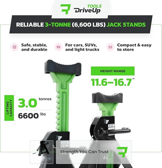 Jack Stands 3 tons | Adjustable Floor Jackstands Pack of 2 | Extended Lifting Height 11,6-17 inches | Automotive Lift | Car Stands 3 ton (6,600lbs)