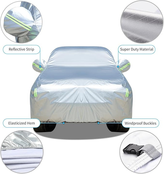Tecoom Truck Cover Waterproof All Weather, Heavy Duty Pickup Cover Universal Fit for Ford F150, Toyota Tundra, Ram 1500, Chevy Silverado, Gmc Sierra 1500, Full Size Truck Length Up to 212"