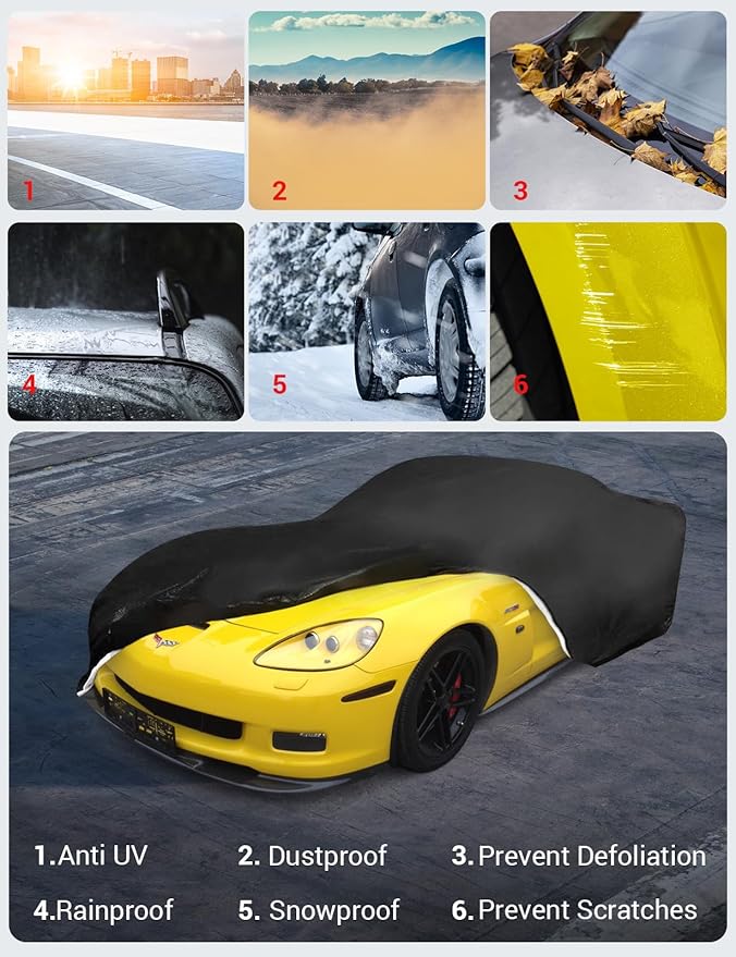 Proadsy 2026 Upgrade Car Cover Compatible with C5 Corvette 1997-2004 Windproof All Weather Waterproof Sun Rain UV Dust Snow Protection Outdoor Covers