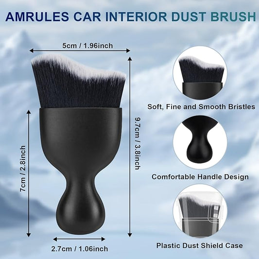 2 PCS Car Interior Detailing Brush, Auto Car Dusting Brushes, Soft Bristles Duster Removal Cleaning Tool for Dashboard Interior, Exterior, Skylight, Leather, Dust Brush, Black & White