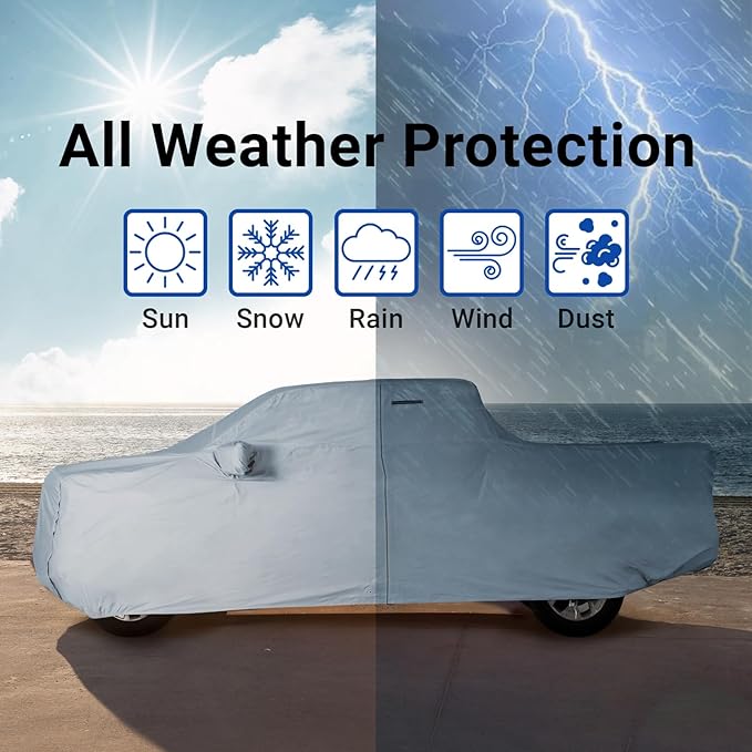 iCarCover 18-Layer Premium Truck Car Cover Waterproof All Weather, Rain Snow UV Sun Protection Full Car Covers, F-250 350 450, Ram 2500 3500, C/K 2500 3500, Sierra 2500, Size T72 (See Size Chart)