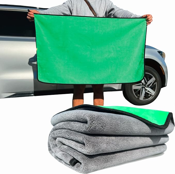 Extra Large Car Drying Towel - 800 GSM Premium Microfiber Drying Towels for Cars - Car Drying Towels Extra Large Super Absorbent, Professional XL Car Towel for Any Vehicle - 40x24, Green