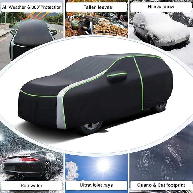 Cartist 420d Car Cover Fits for GMC Acadia 2007-2025 2026, All Weather Car Covers Outdoor for Acadia Accessories, Waterproof UV Protection with Zipper & Reflective Safety Strips