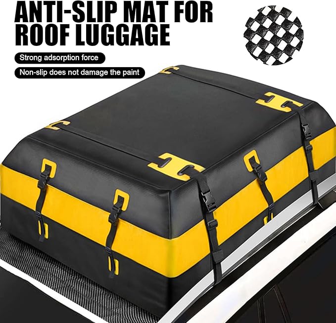 1 PC Car Roof Cargo Bag Anti-Slip Mat, 3.93 Ft x 3.28 Ft Multi-Functional Trunk Luggage PVC Anti-Scratch Protective Mat, Cuttable Foldable Storage Buffer Pad, Universal for Cars Home (Black)