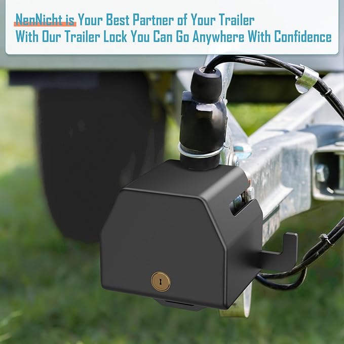 Trailer Hitch Lock, Anti Theft Coupler Lock Fits 1-7/8", 2" and 2-5/16"-Inch, Heavy Duty Trailer Lock for Maximum Safety and Protection, Camper Accessories for Travel Trailers Rvs