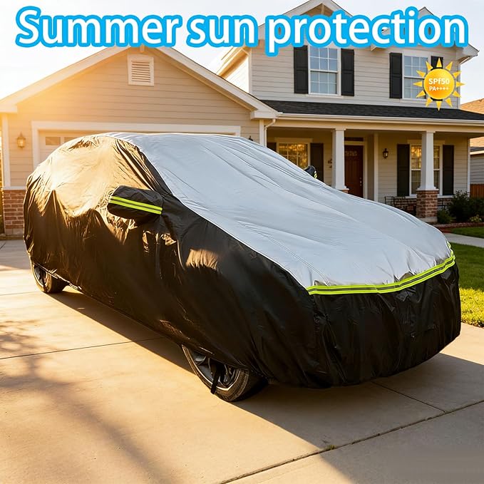 SUV car Cover All Weather Waterproof for Rogue, Toyota RAV4, Cadillac XT4, Honda CR-V, Subaru Forester, Lexus NX and Other Models - Outdoor Full Cover Rain Sun UV (Length 178 to 186 inch)