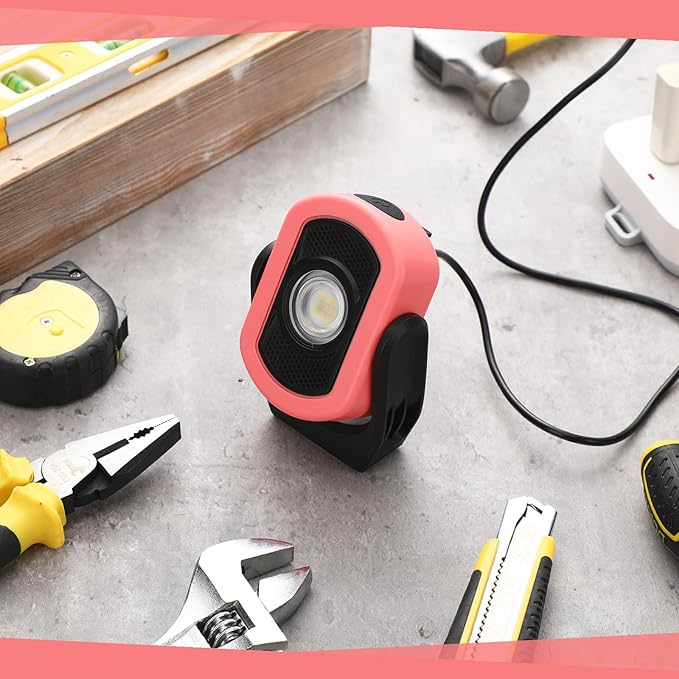 Retisee 2 Pack 780 Lumens Magnetic Work Light USB Rechargeable LED Flashlight Portable Inspection Light for Car Repair Emergency Lighting Mechanics Workshop (Pink-2PK)
