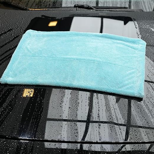 SPTA The Liquid8r - Absorbent 70/30 Blend Microfiber Drying Towel for Cars, Trucks, SUVs, Safe for Detailing + Scratch Free, Twist Loop, 1100gsm, 26.8in x 36.2in, Aqua Blue-MT037
