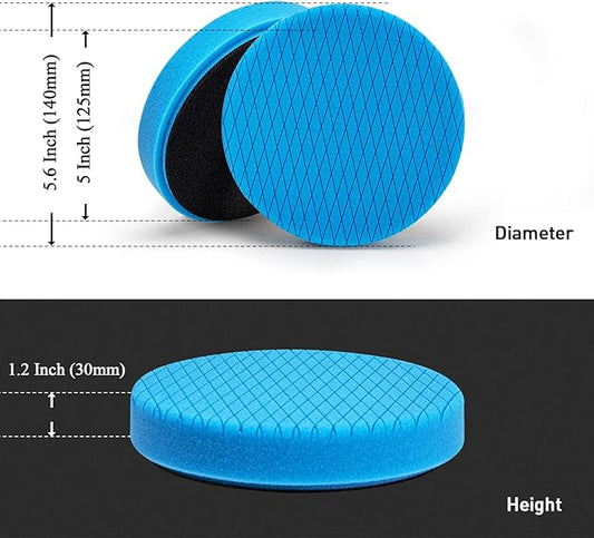 Autolock 5" Buffing Polishing Pads, 6Pcs 5.6inch 140mm Face for 5 Inch Backing Plate Compound Buffing Sponge and Woolen Pads Cutting Polishing Pad Kit for Car Buffer Polisher, Polishing and Waxing