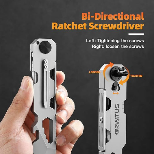 EDC Pry Bar Multitool with Bi-Directional Ratchet Screwdriver & Everlasting Pen, Wrenches, Crowbar, Bottle and Box Openers - Your Versatile Companion for Everyday Carry and Camping Accessories