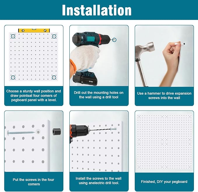 Peg Board Kit, Includes Pegboard and Accessories,with Hooks and Bins,Peg Board Wall Organizer for Office,Ornaments Display,Crafts Organization (66, White)