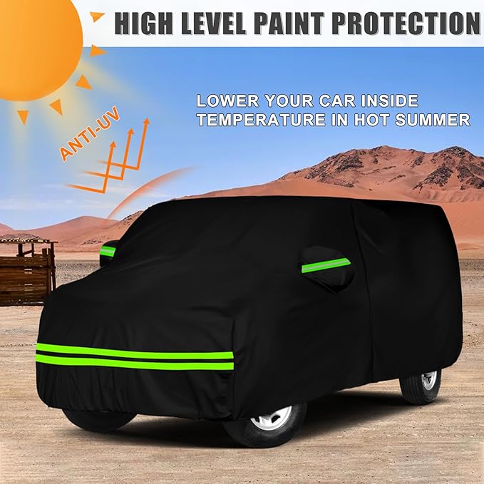 Waterproof Car Cover Compatible with Chevrolet Express/GMC Savana Cargo Van 1500/2500/3500 Extended Length LWB 2003-2025, 6 Layers Car Covers with Zipper Door for Snow Rain Dust Protection