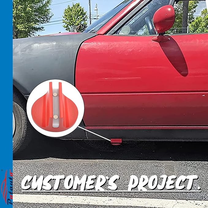 Potauto Universal Aluminum Grooved Magnetic Jack Pad Jacking Puck Pinch Weld (Slot Width 0.39 Inch) Frame Rail Adapter for Vehicles (Qty 1, Red)