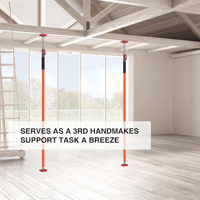 MOETER Adjustable Support Pole, 2 Pack Cabinet Jack Support Pole 57–98 Inch, Quick-Adjust Telescopic Support System with Non-Slip Pads for Cabinet Lift, Drywall, Home Renovation