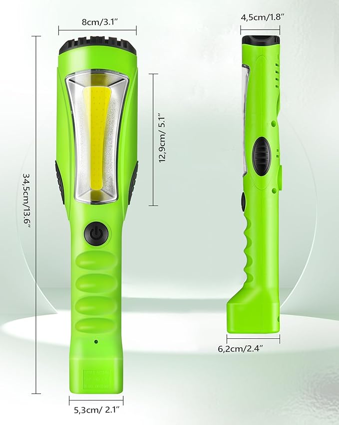 18W LED Work Light, 25FT 2000LM COB LED Light, Handheld Underhood Trouble Light with Cord 16 Gauge SJTW, Swivel Hook, for Garage, Workshop, Car Repair Scene, ETL Listed, Green J04WL06