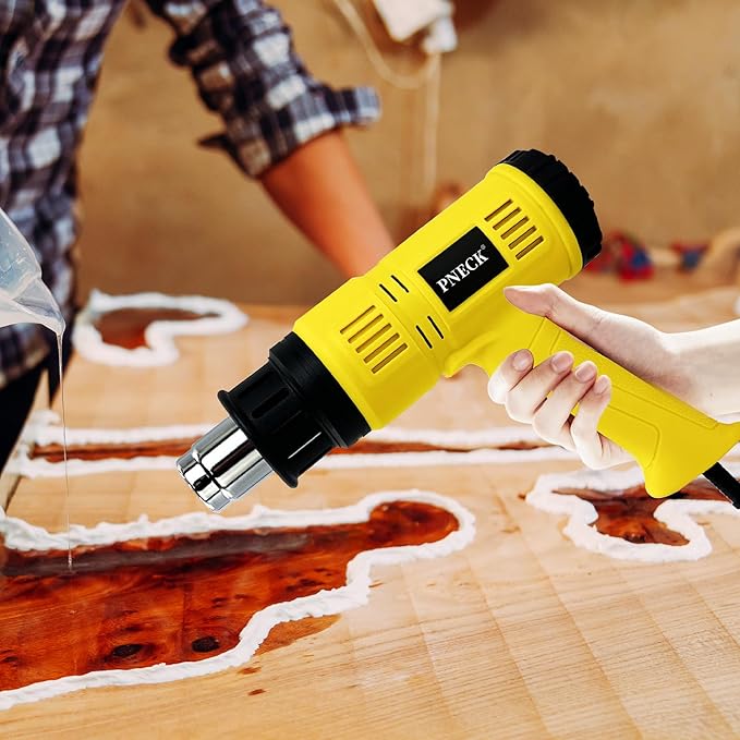 Heat Gun 2000W with LCD Digital Display, 140°F-1202°F Variable Temperature with 2 Speeds, Heavy Duty Hot Air Gun Kit with 4 Nozzles for Crafts, Shrinking PVC, Stripping Paint