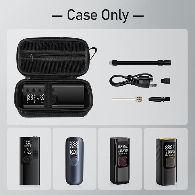 Case for Airmoto for MODARI Tire Inflator Portable Air Compressor Case,120 PSI Air Pump,Car Tire Pressure Gauge (120 150 PSI) Storage Bag, Air House, Connector and Accessories (Box Only)-(Black)
