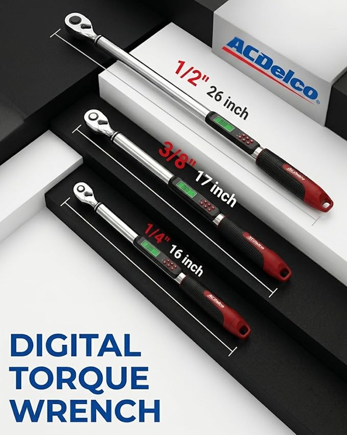 ACDelco Tools ARM315-3A 3/8 Inch Heavy Duty Angle Digital Torque Wrench with LED Flash Notification - ISO 6001 Standards with Certificate of Calibration