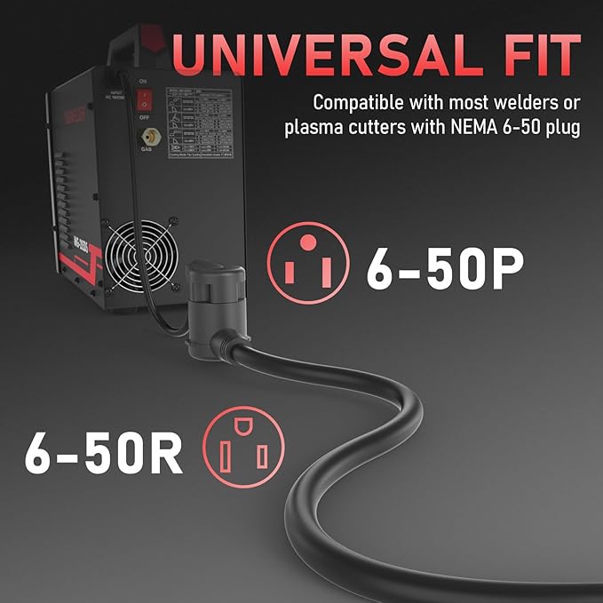 YESWELDER 15ft 250 Volt Welder Extension Cord 10 AWG Power Extension for Welding Machines, NEMA 6-50P to 6-50R