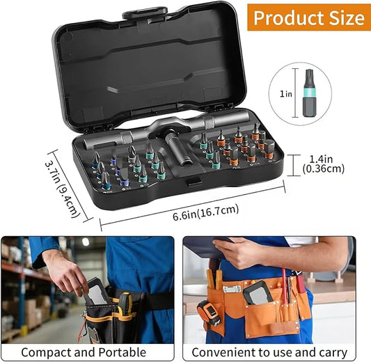 24 in 1 Magnetic Ratchet Screwdriver Set, Multi Bit DIY Magnetic Screwdriver Set with Detachable Ratchet Handle, Portable Precision Repair Tool Kit for Furniture, Electronics, Bicycle