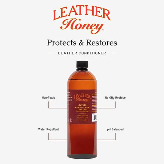 Leather Honey Complete Leather Care Kit Including 8 oz Cleaner and 32 oz Conditioner for use on Leather Apparel, Furniture, Auto Interiors, Shoes, Bags and Accessories