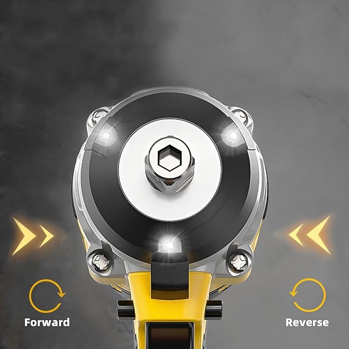 Cordless Impact Wrench 1/2 inch Compatible with Dewalt Battery, 370FT-LBS (500N.m) Brushless Electric Impact Gun Includes LED Work Light, High Torque Impact Driver, Bare Tool Only