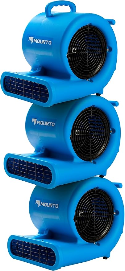 Mounto 1/3hp Air Mover 2000cfm Carpet Dryer Blower Floor Drying Fan - 3-Speed Air Mover w/Dual GFCI Outlet, 25ft Power Cord for Drying, Cooling, Air Circulation