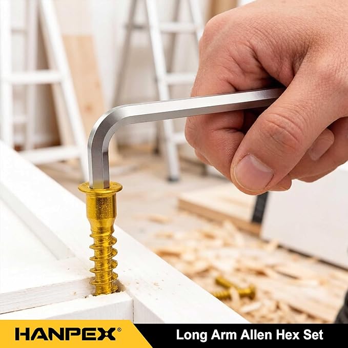Long Arm Hex Key Allen Wrench Set with Ball End, Ball-End Hex Allen Key Set Chrome Vanadium Steel(Cr-V), Tamperproof TORX L- Key Set (9Pc Metric)