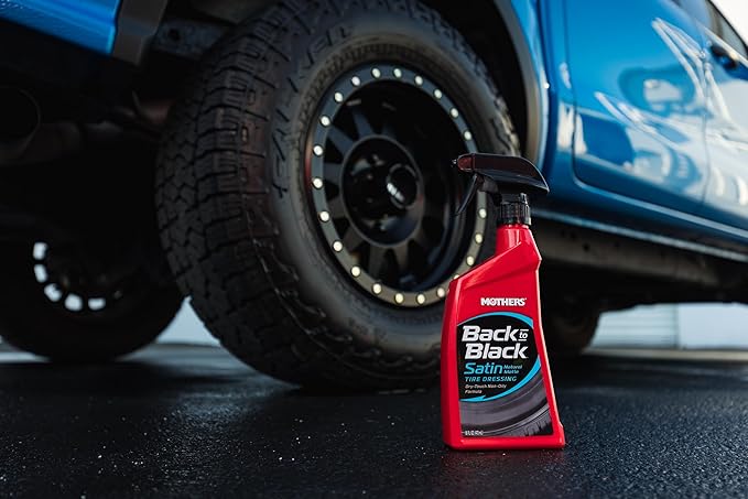 Mothers Back-to-Black Satin Tire Dressing, 16 oz. — No-Shine, Matte Finish, Dry-Touch, Non-Oily Formula Won’t Brown or Sling, Protects Tires, Natural Low-Sheen Finish (06816)
